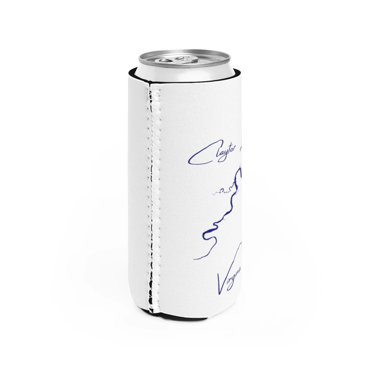 Virginia Claytor Lake Slim Can Koozie all position view from right white.webp