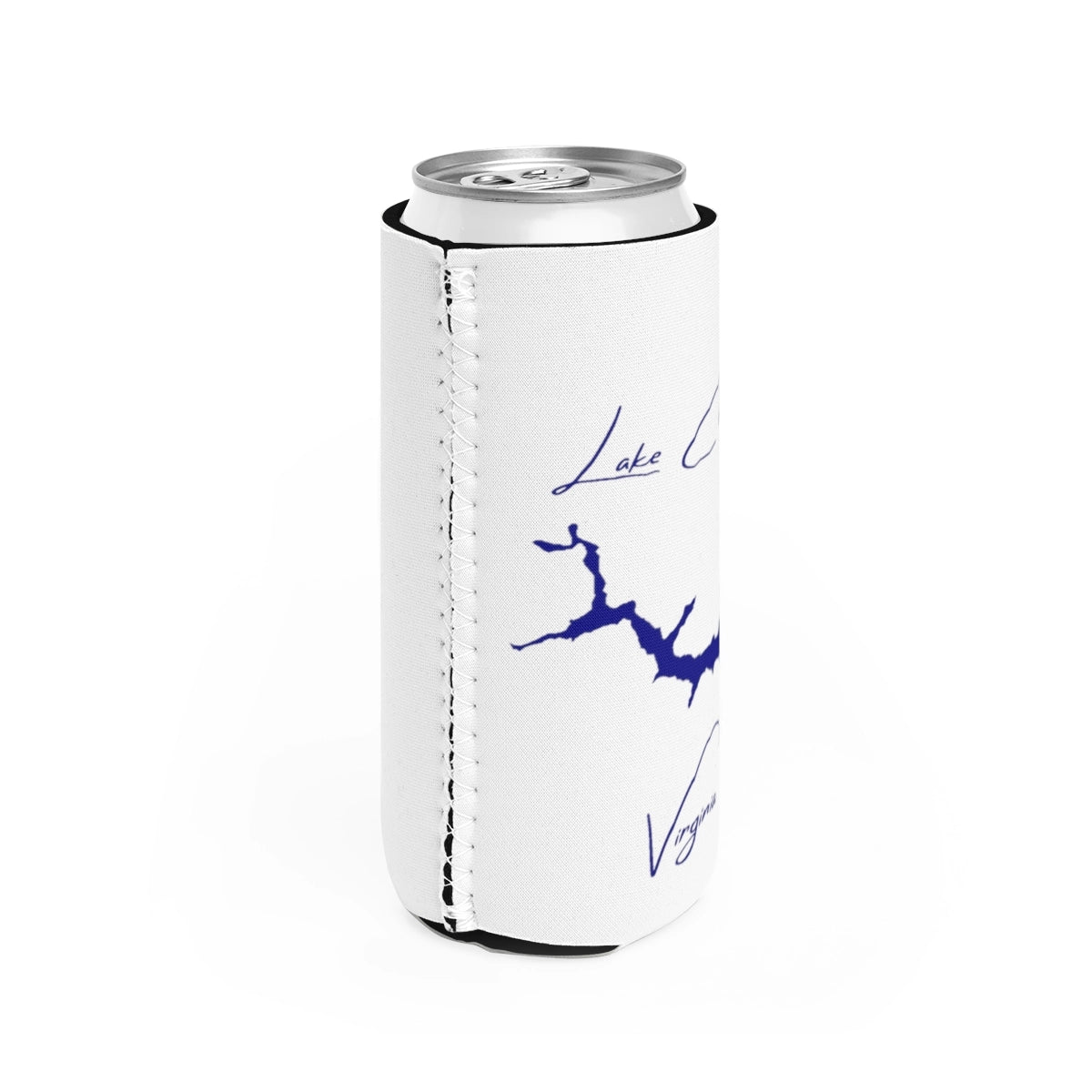 Virginia Lake Caroline Slim Can Koozie all position view from right white.webp
