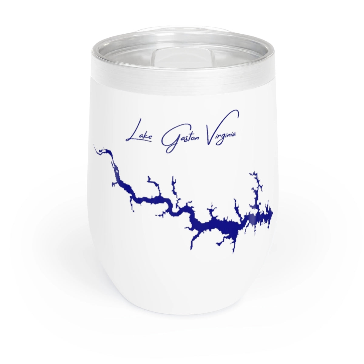 Virginia Lake Gaston Wine Tumbler front position view from front white.webp