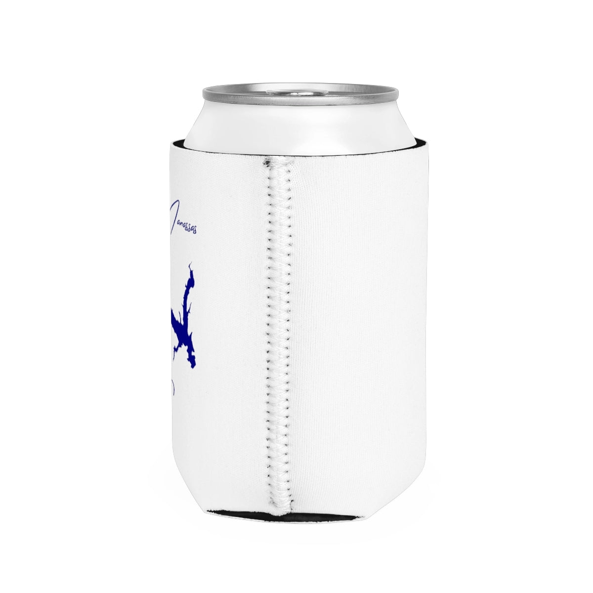 Virginia Lake Manassas Can Koozie all position view from right white.webp
