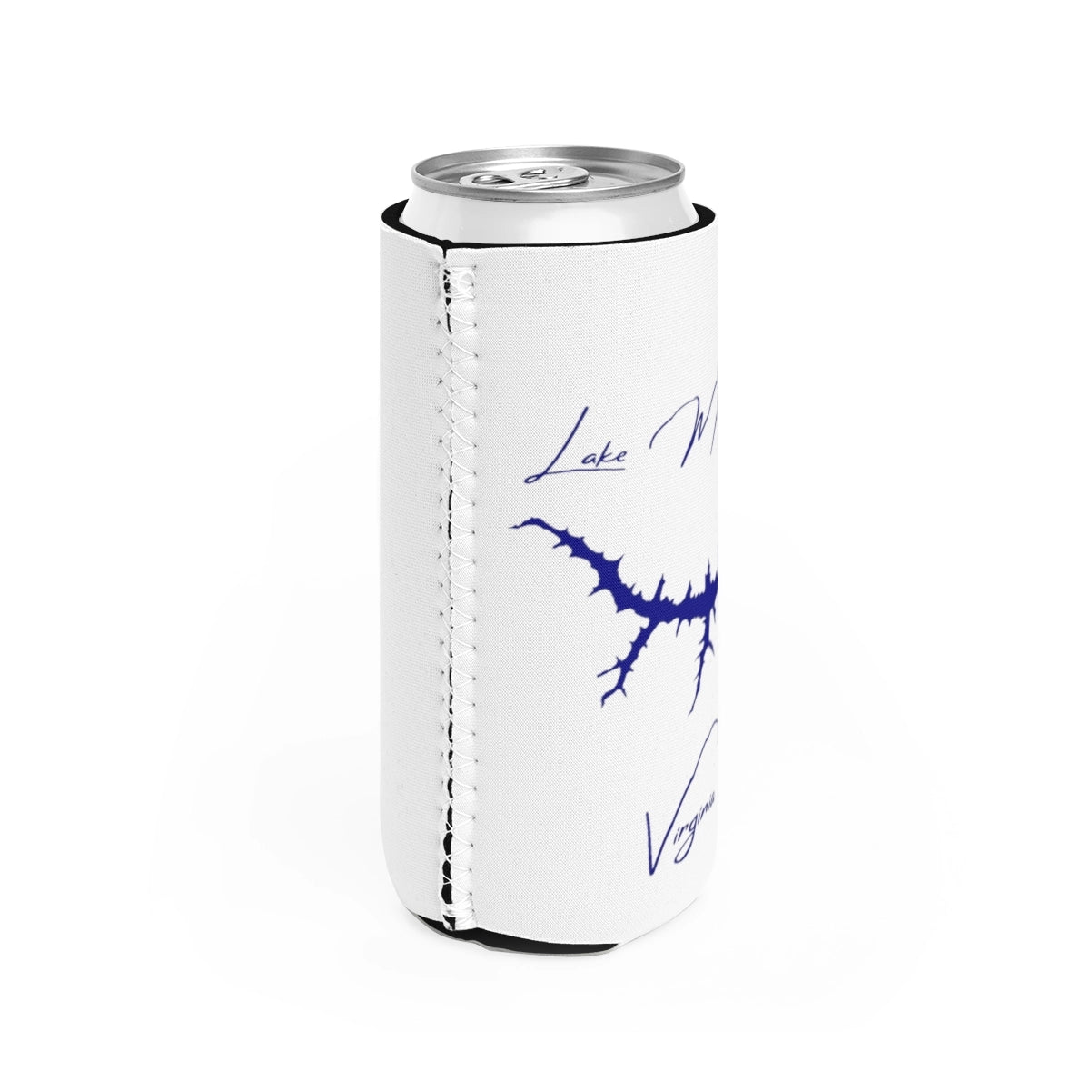 Virginia Lake Monticello Slim Can Koozie all position view from right white.webp