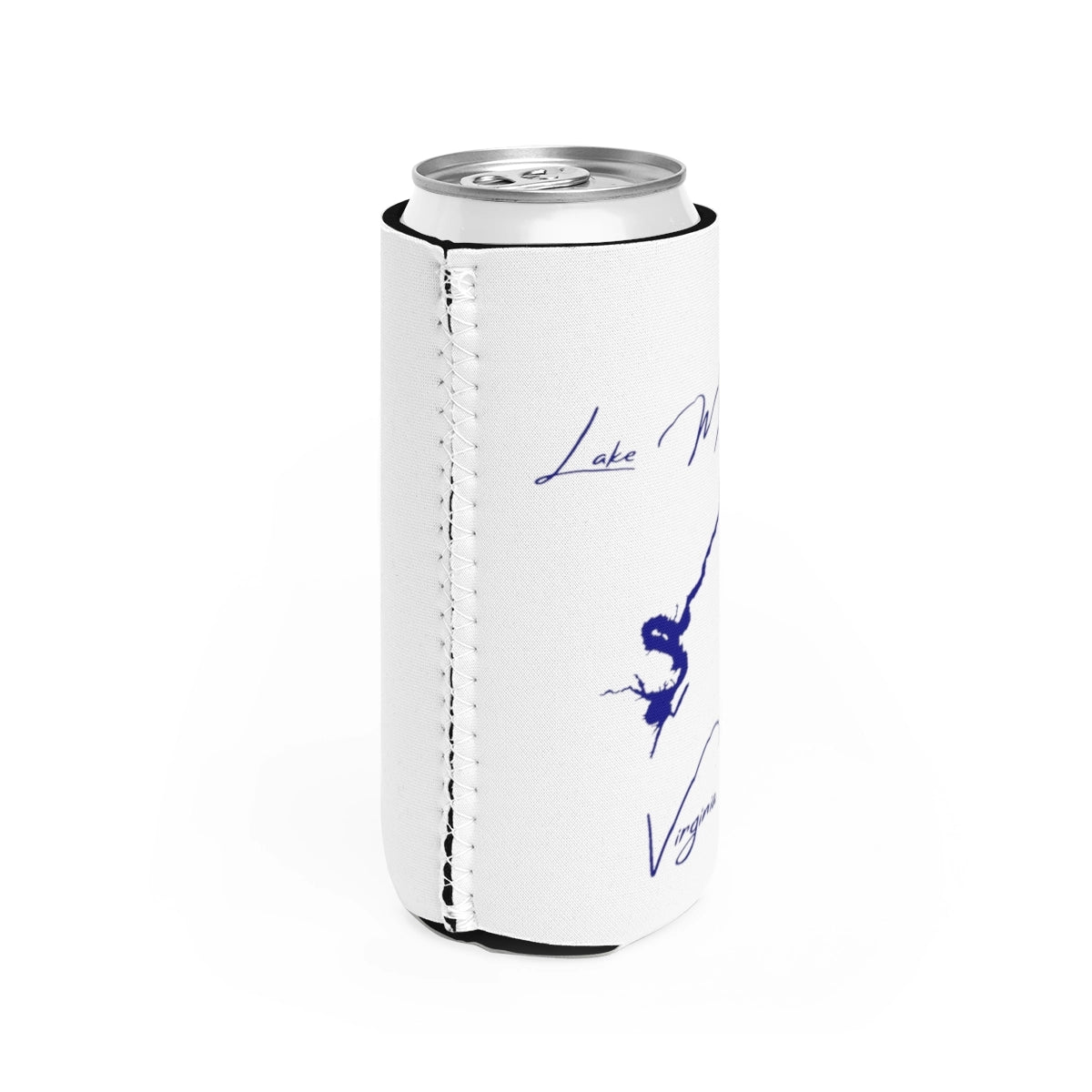 Virginia Lake Moomaw Slim Can Koozie all position view from right white.webp