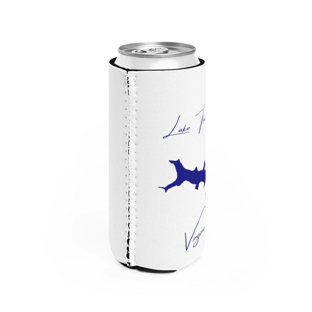 Virginia Lake Thoreau Slim Can Koozie all position view from right white.webp