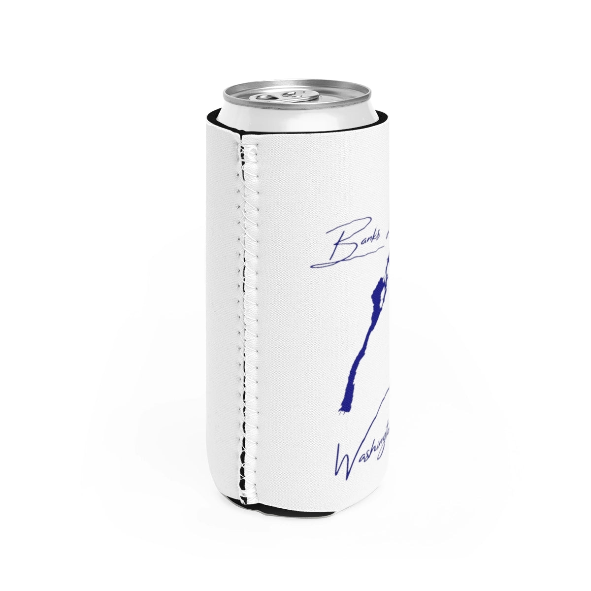 Washington Banks Lake Slim Can Koozie all position view from right white.webp