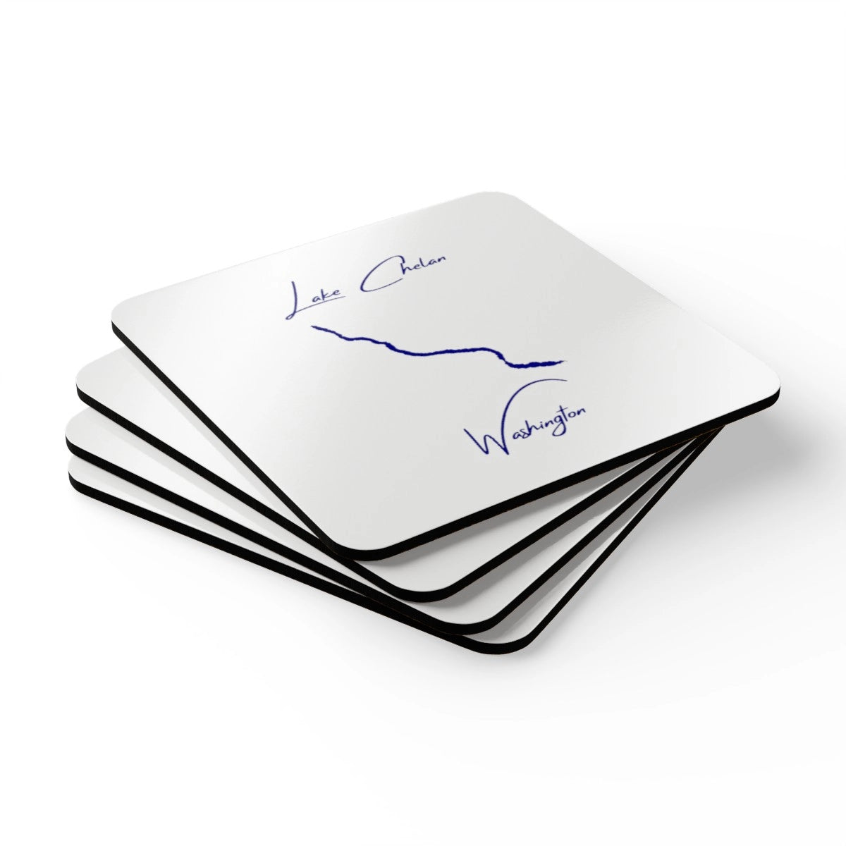 Washington Lake Chelan Coaster Set front position view from stacked 3.75 x 3.75.webp