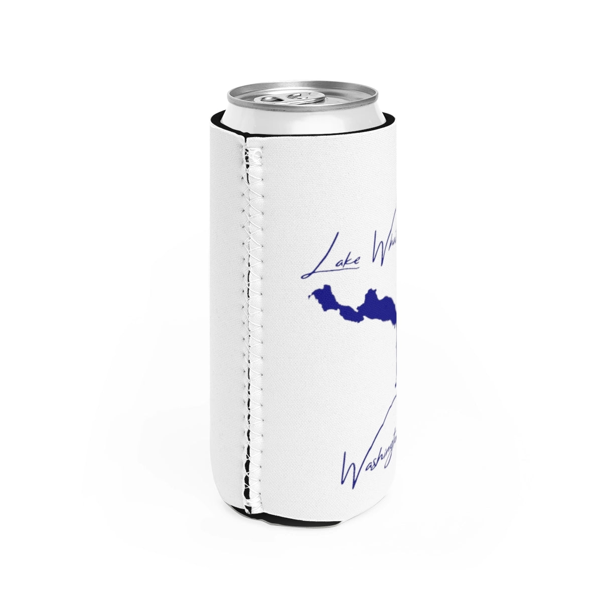 Washington Lake Whatcom Slim Can Koozie all position view from right white.webp