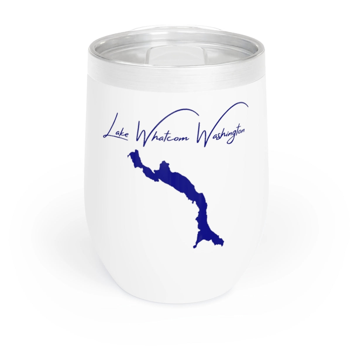 Washington Lake Whatcom Wine Tumbler front position view from front white.webp