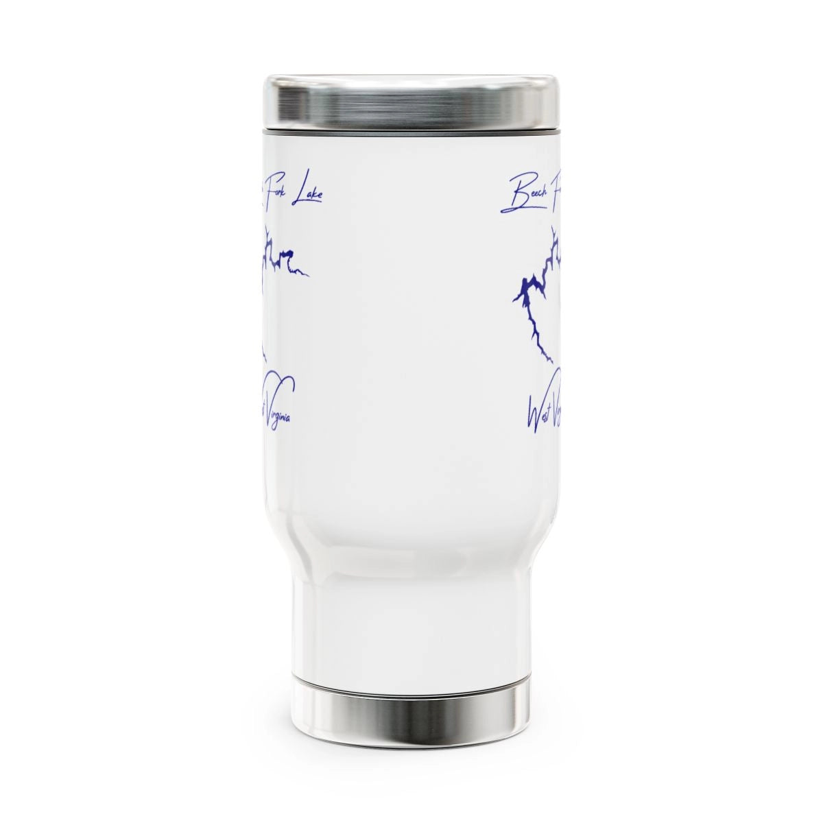 West Virginia Beech Fork Lake Travel Mug other position view from front 14oz.webp