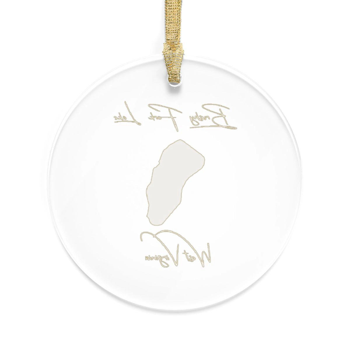 West Virginia Brushy Fork Lake Tree Ornament other position view from back round.webp