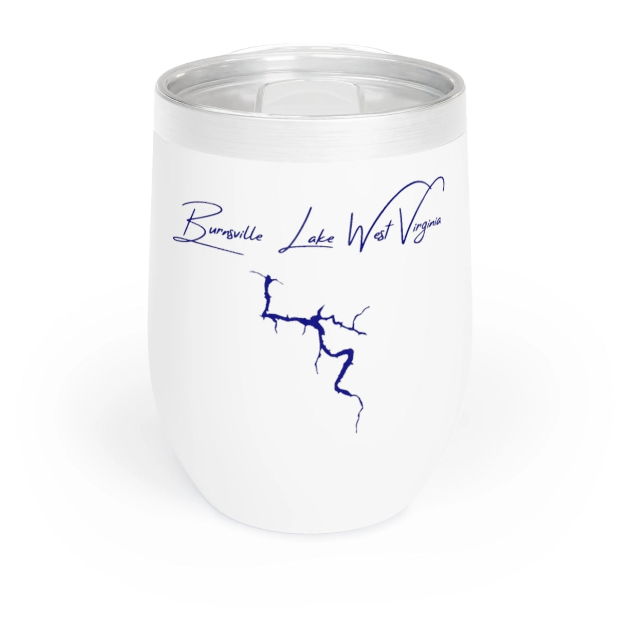 West Virginia Burnsville Lake Wine Tumbler front position view from front white.webp