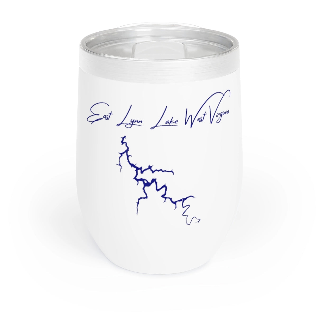 West Virginia East Lynn Lake Wine Tumbler front position view from front white.webp