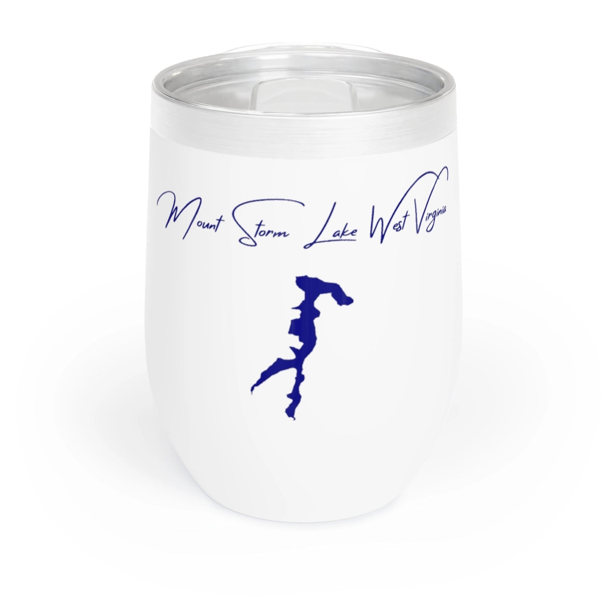 West Virginia Mount Storm Lake Wine Tumbler front position view from front white.webp
