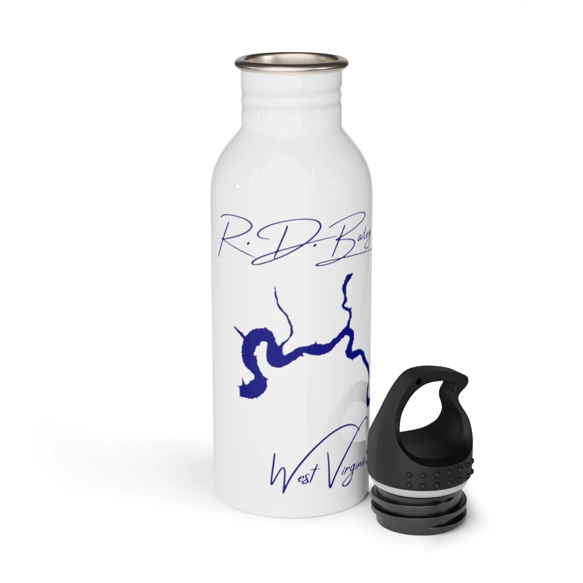 West Virginia R.D. Bailey Lake Water bottle other position view from open white.webp