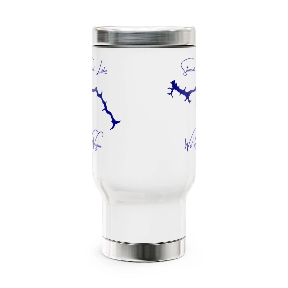 West Virginia Stonecoal Lake Travel Mug other position view from front 14oz.webp