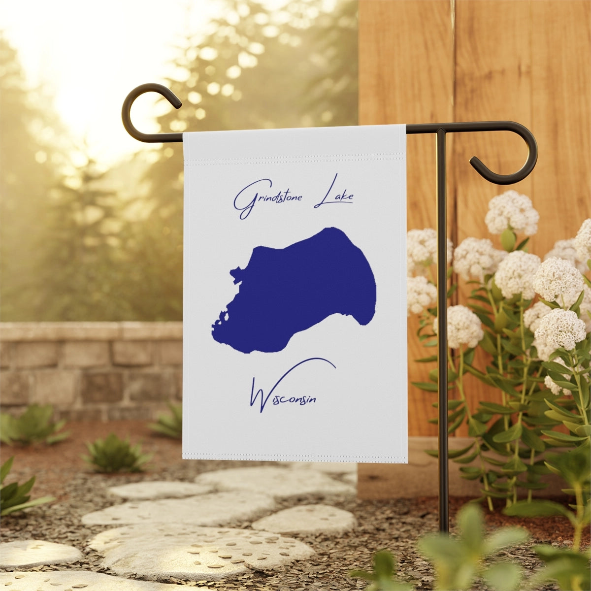 Wisconsin Grindstone Lake Garden Banner other position view from context-1 12'' x 18''.webp