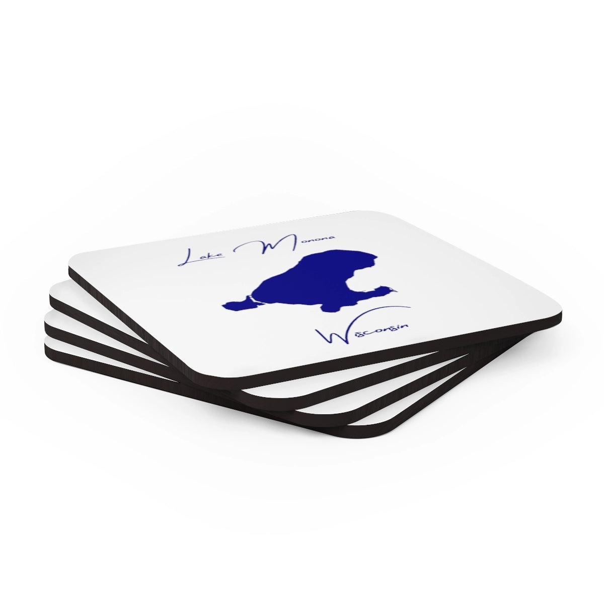 Wisconsin Lake Monona Coaster Set front position view from stacked 3.75 x 3.75.webp