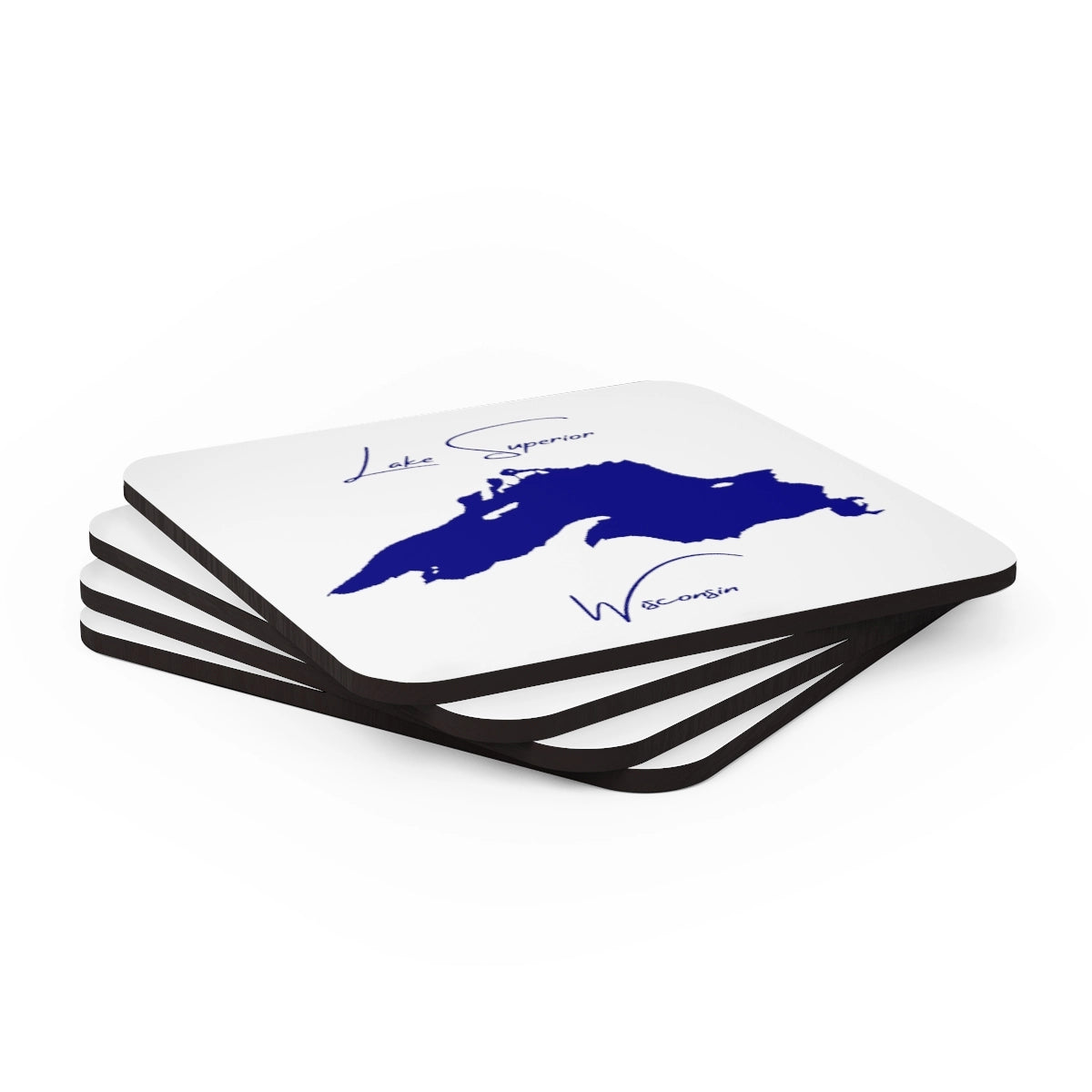 Wisconsin Lake Superior Coaster Set front position view from stacked 3.75 x 3.75.webp