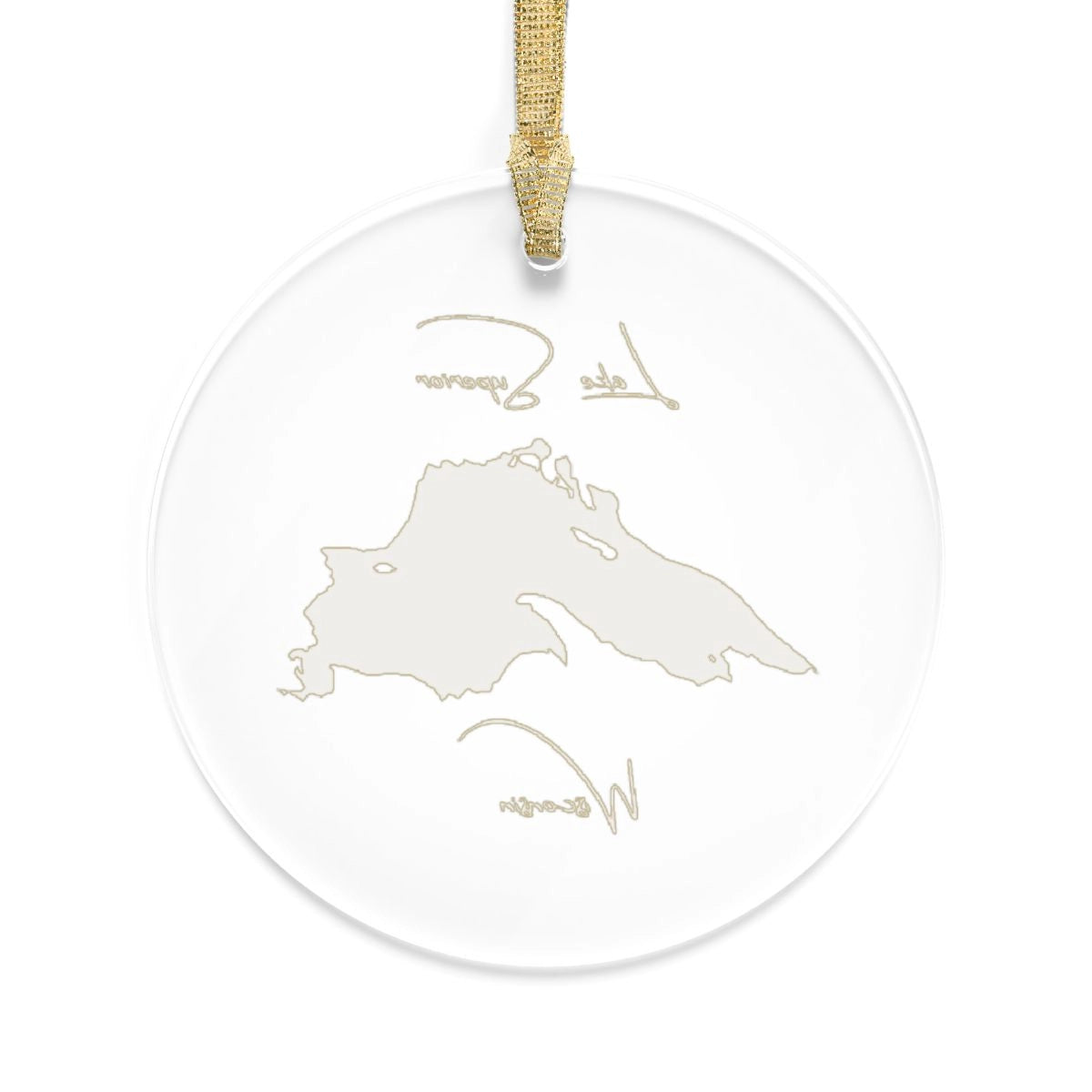 Wisconsin Lake Superior Tree Ornament other position view from back round.webp