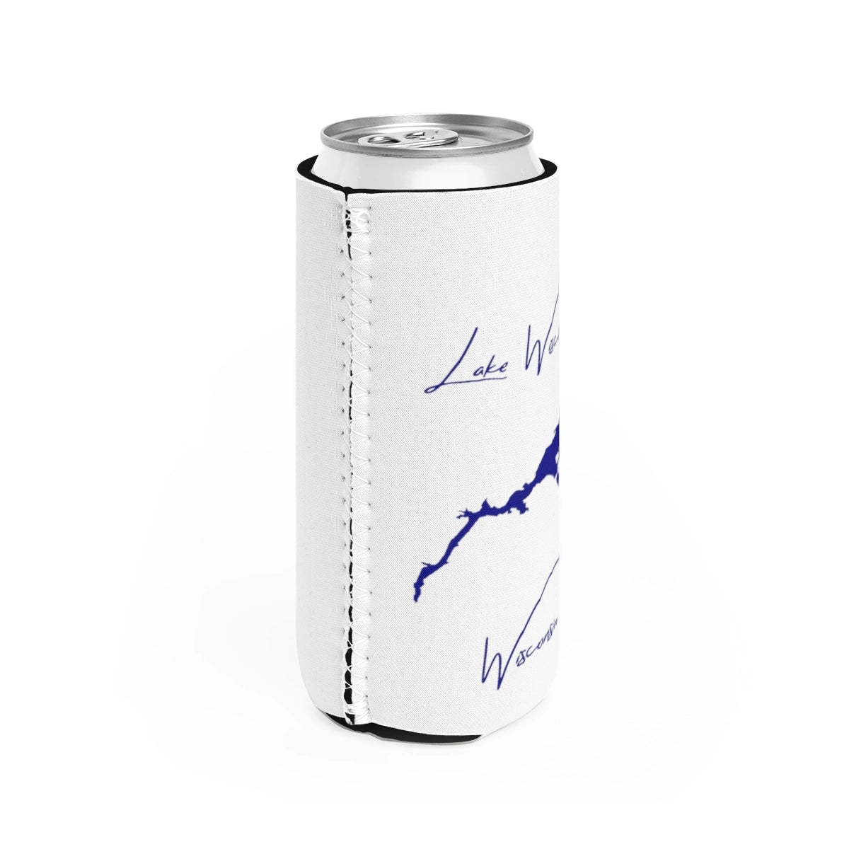 Wisconsin Lake Wisconsin Slim Can Koozie all position view from right white.webp