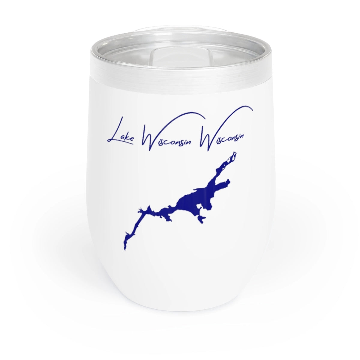 Wisconsin Lake Wisconsin Wine Tumbler front position view from front white.webp