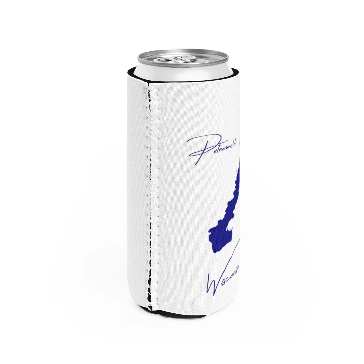Wisconsin Petenwell Lake Slim Can Koozie all position view from right white.webp