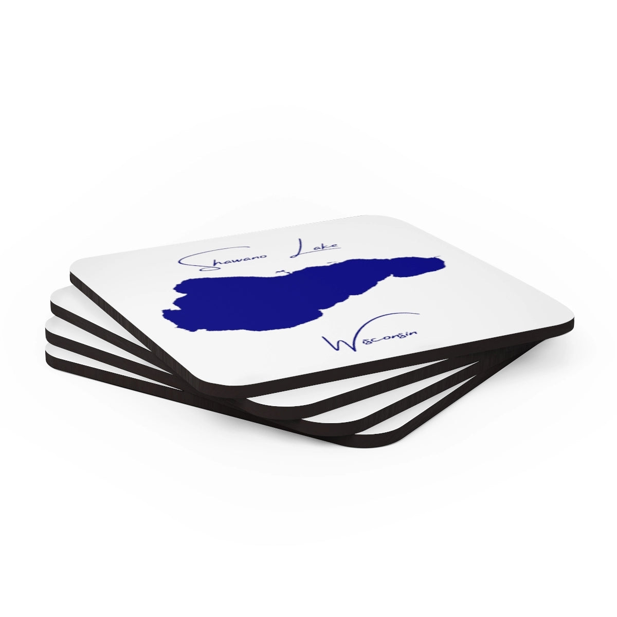 Wisconsin Shawano Lake Coaster Set front position view from stacked 3.75 x 3.75.webp