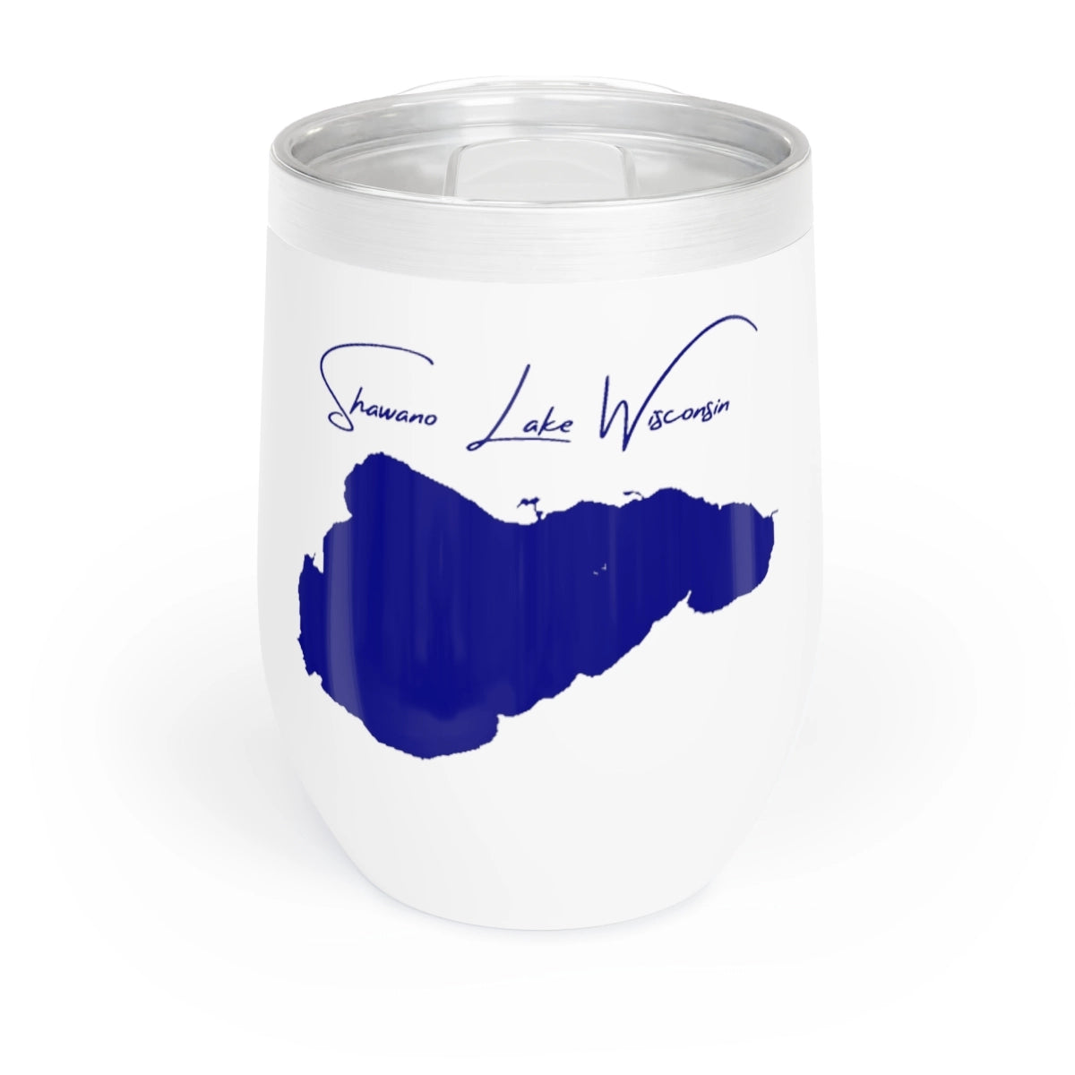 Wisconsin Shawano Lake Wine Tumbler front position view from front white.webp