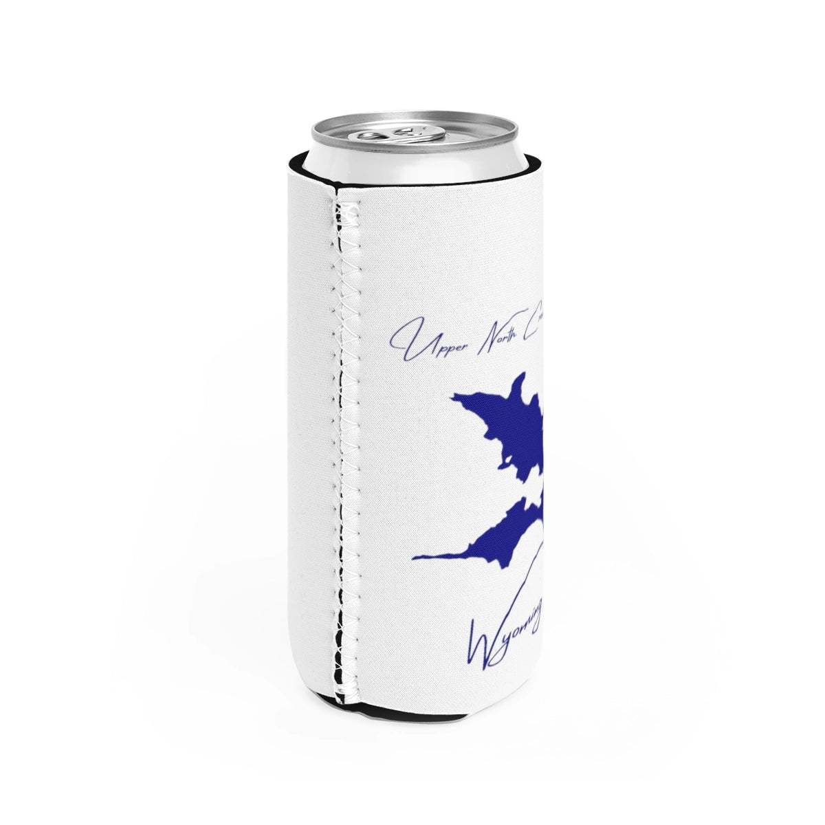 Wyoming Upper North Crow Reservoir Slim Can Koozie all position view from right white.webp