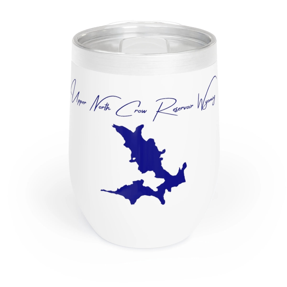 Wyoming Upper North Crow Reservoir Wine Tumbler front position view from front white.webp