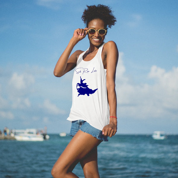 lifestyle image of Santa Rosa Lake New Mexico Racerback-Tank