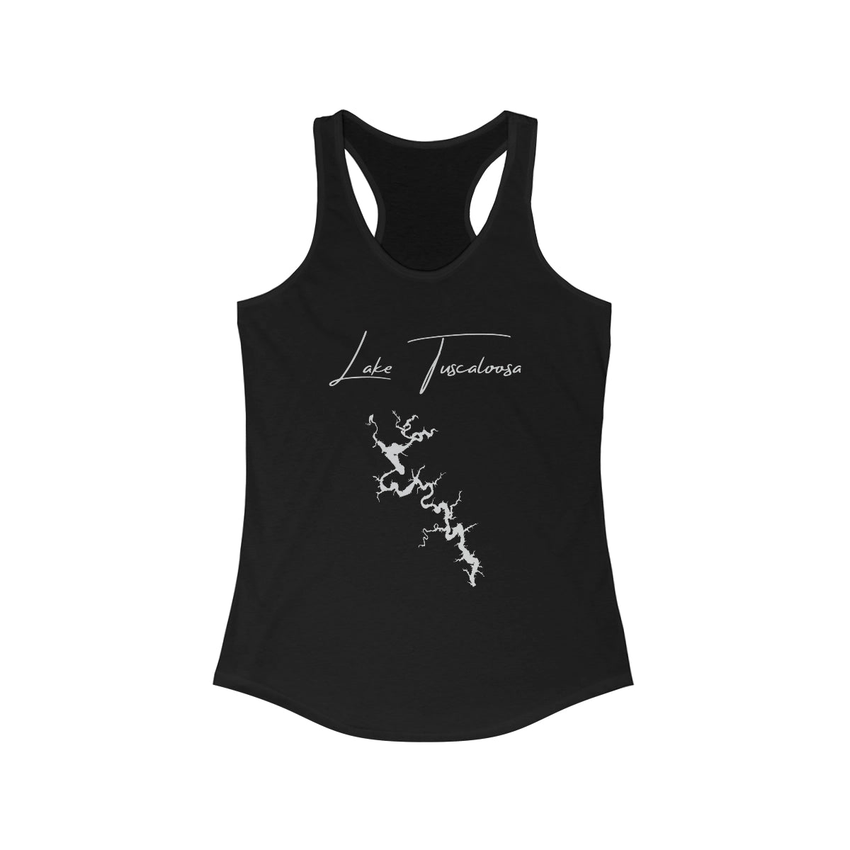 Alabama  Lake  Tuscaloosa  Racerback-Tank  front  position  view  from  front  solid  black.webp