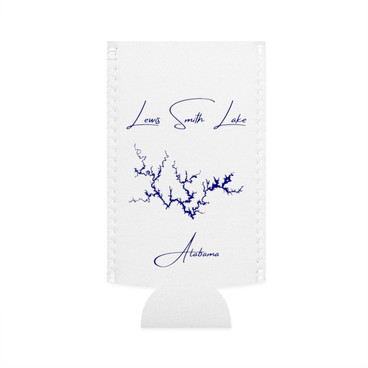Alabama  Lewis  Smith  Lake  Slim  Can  Koozie  front  position  view  from  flat-front  white.webp