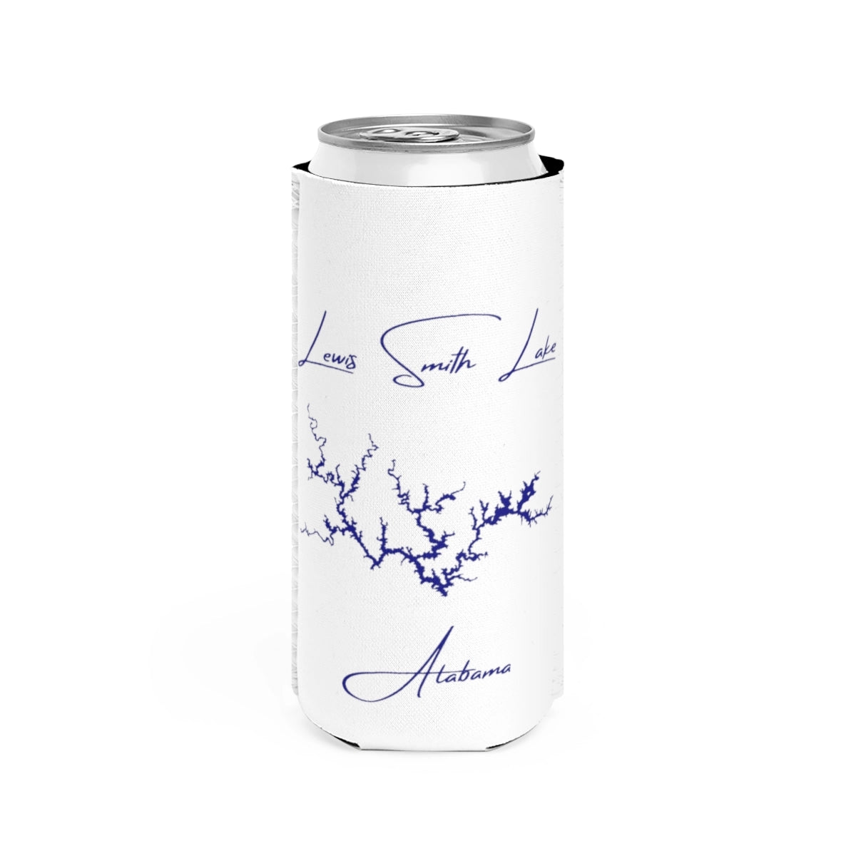 Alabama  Lewis  Smith  Lake  Slim  Can  Koozie  front  position  view  from  front  white.webp