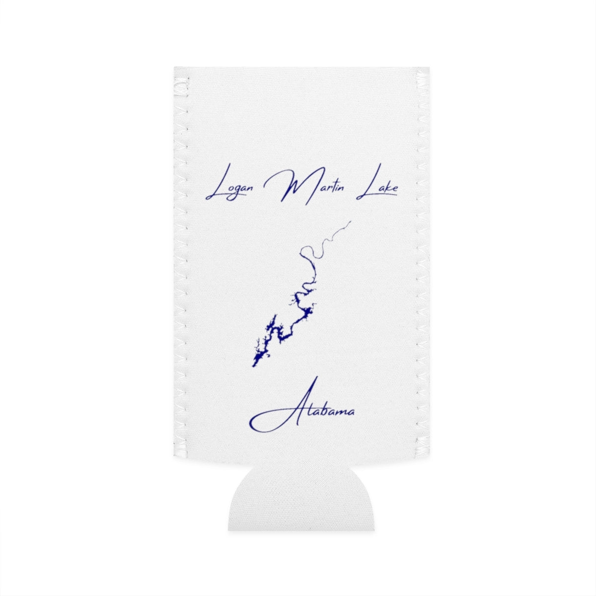 Alabama  Logan  Martin  Lake  Slim  Can  Koozie  front  position  view  from  flat-front  white.webp