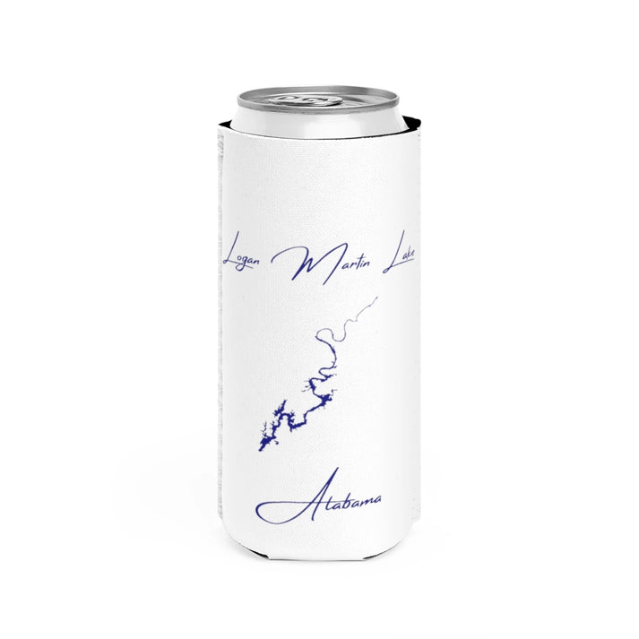Alabama  Logan  Martin  Lake  Slim  Can  Koozie  front  position  view  from  front  white.webp