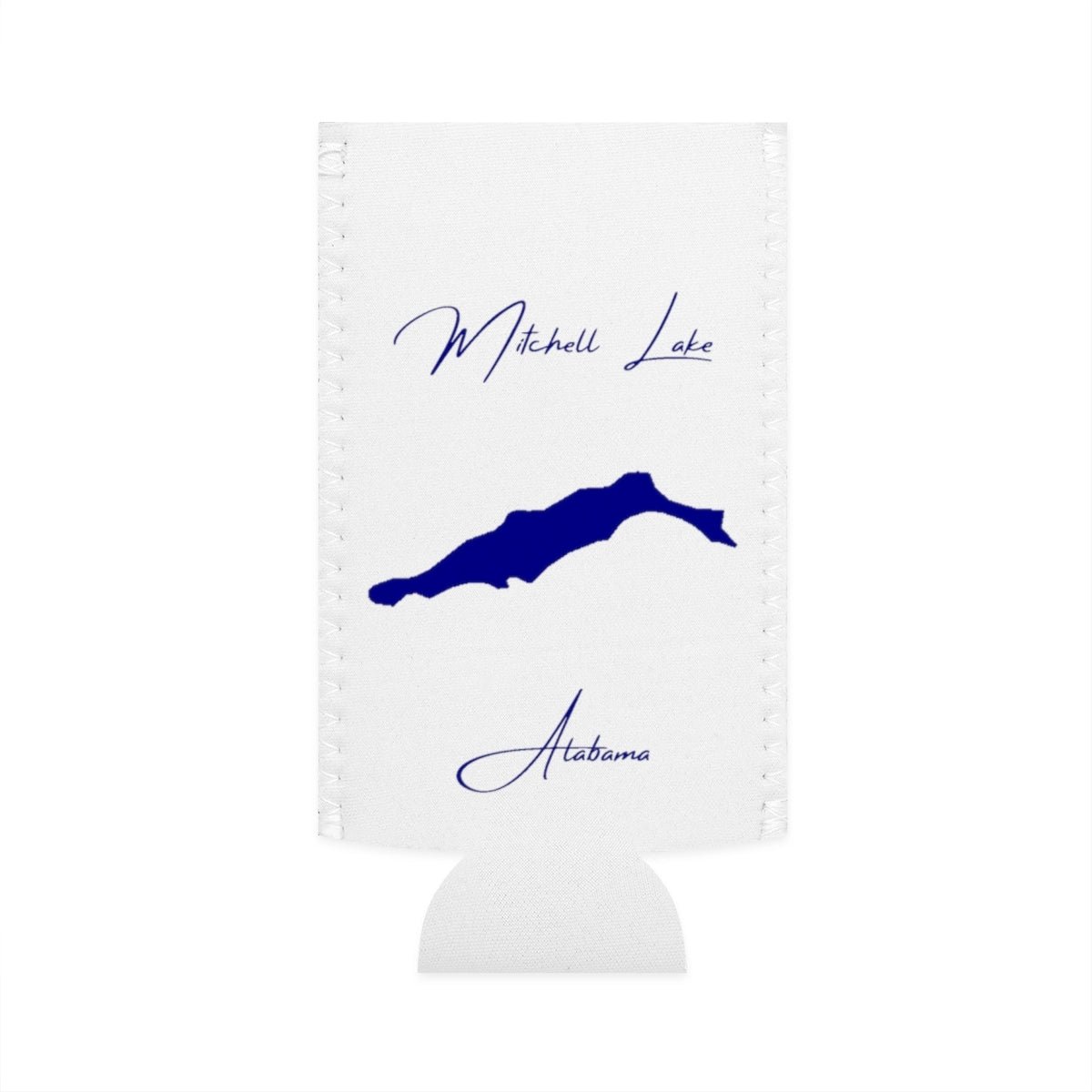 Alabama  Mitchell  Lake  Slim  Can  Koozie  front  position  view  from  flat-front  white.webp