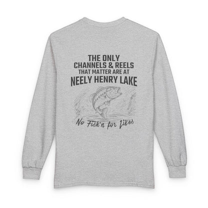 Alabama  Neely  Henry  Lake  Long  Sleeve  Fishing  T-shirt  back  position  view  from  back  sport  grey.webp