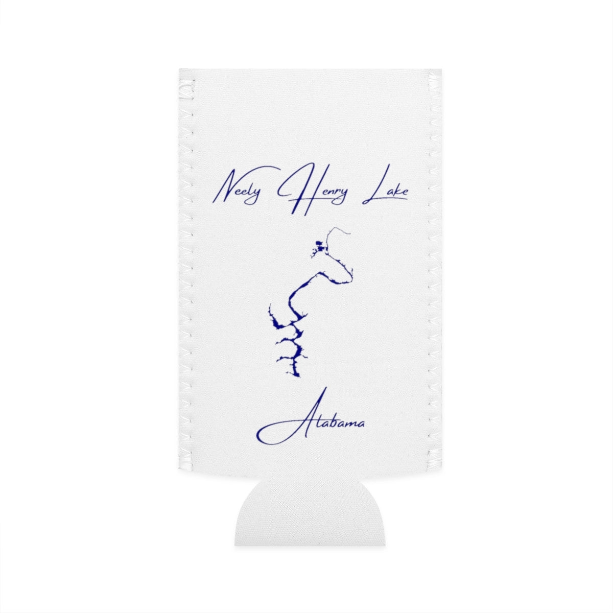 Alabama  Neely  Henry  Lake  Slim  Can  Koozie  front  position  view  from  flat-front  white.webp