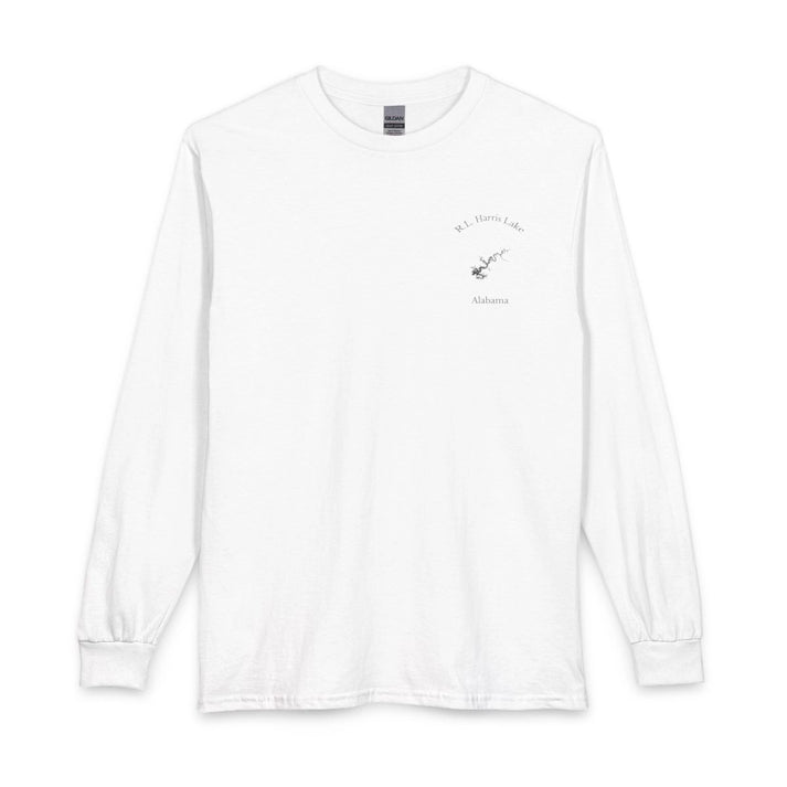 Alabama  R.L.  Harris  Lake  Long  Sleeve  Fishing  T-shirt  front  position  view  from  front  white.webp