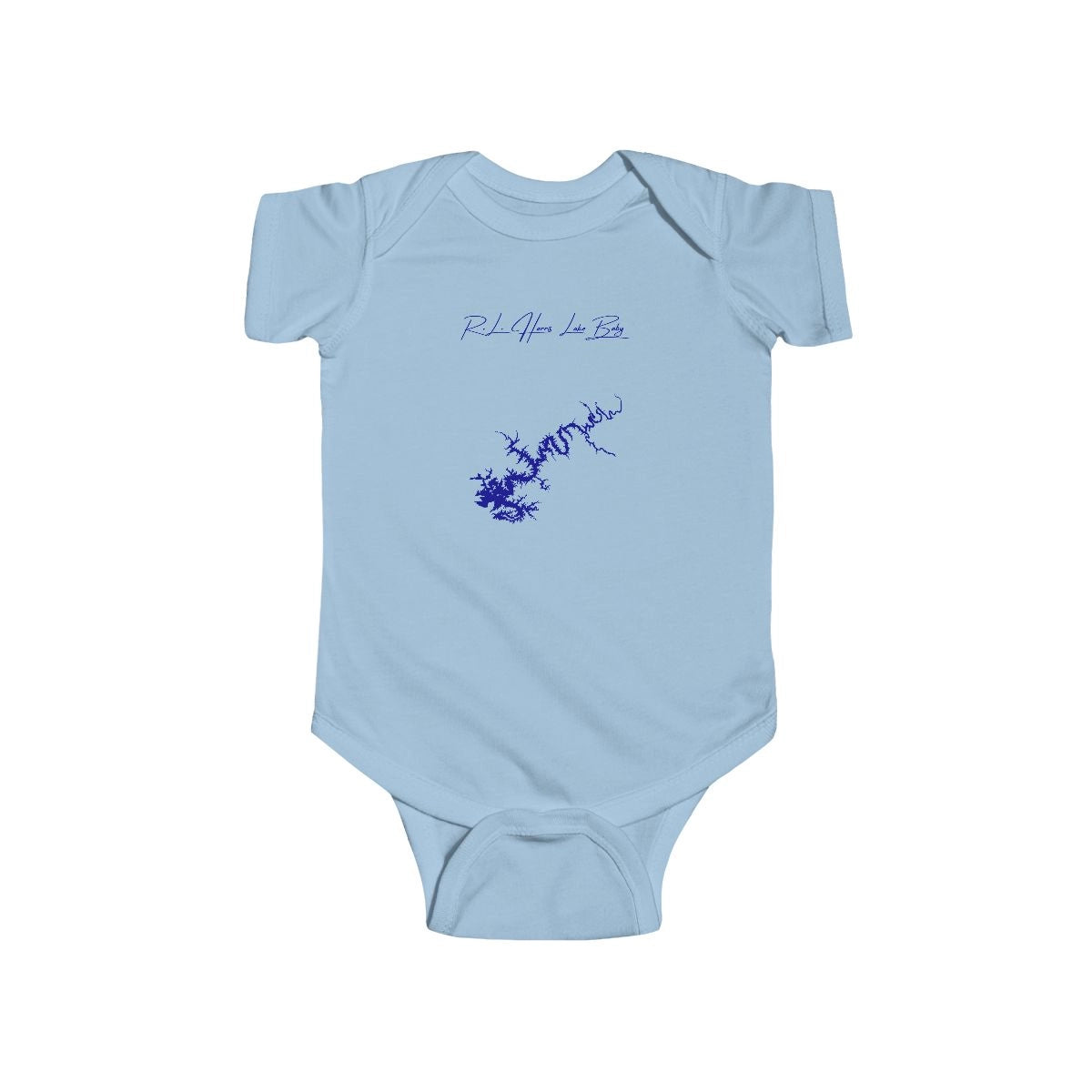 Alabama  R.L.  Harris  Lake  Onesie  front  position  view  from  front  light  blue.webp