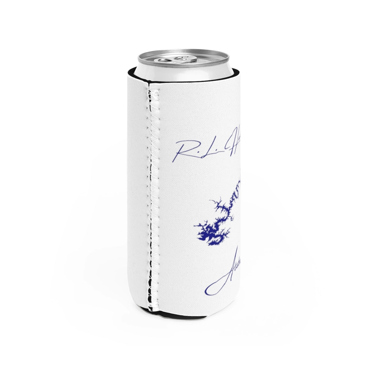 Alabama  R.L.  Harris  Lake  Slim  Can  Koozie  all  position  view  from  right  white.webp