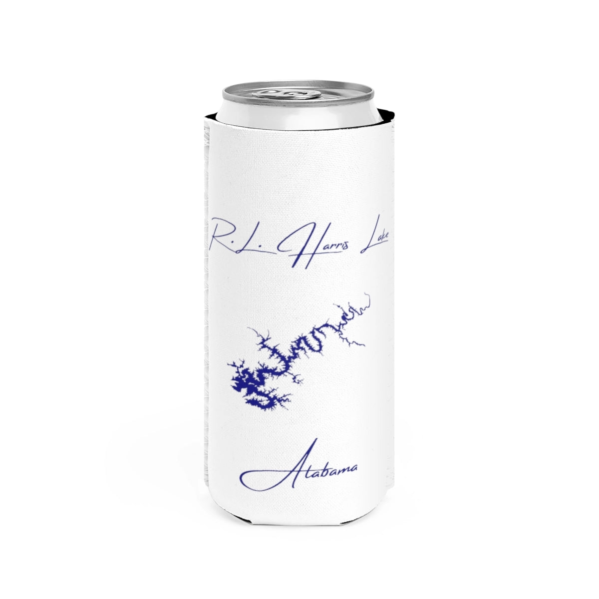 Alabama  R.L.  Harris  Lake  Slim  Can  Koozie  front  position  view  from  front  white.webp