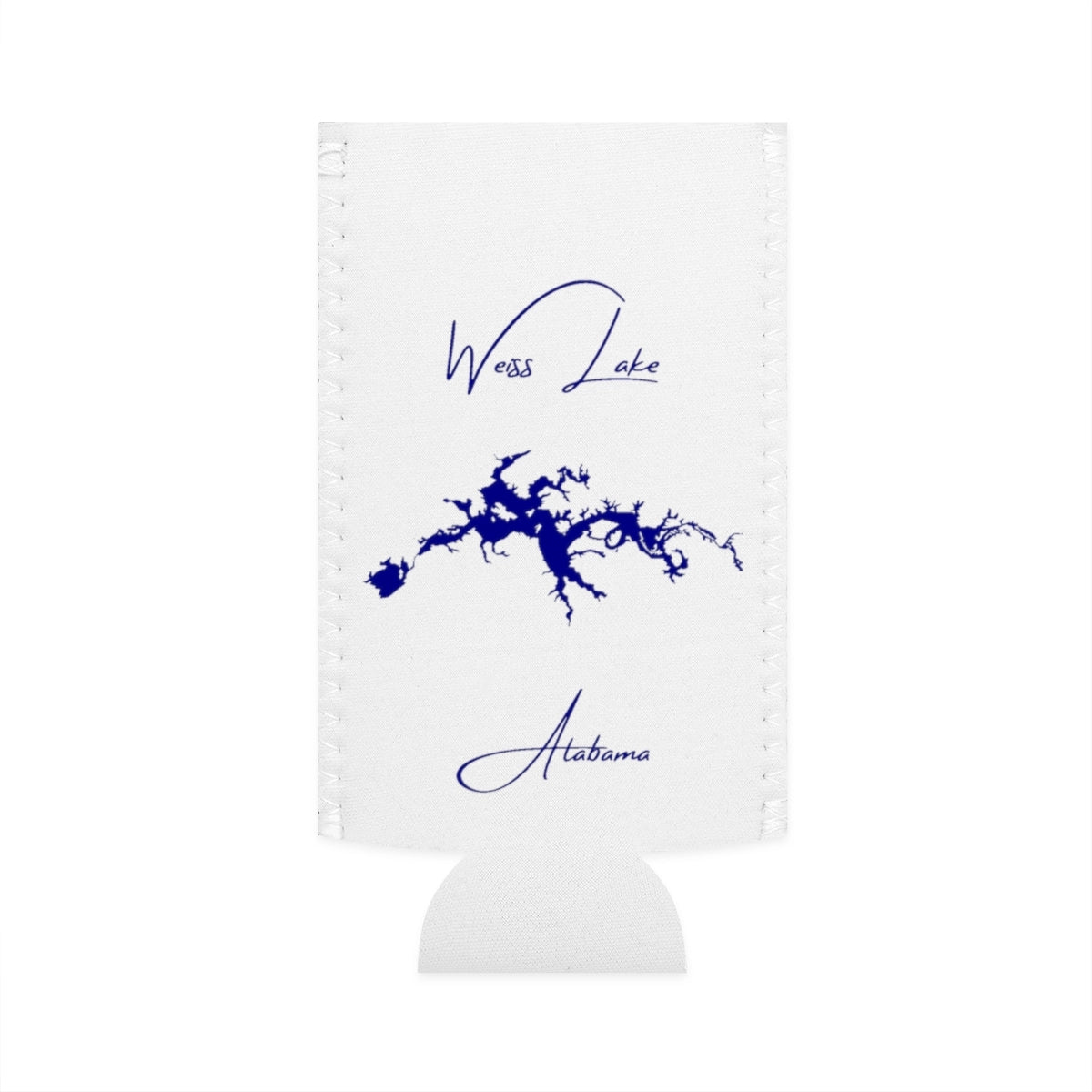 Alabama  Weiss  Lake  Slim  Can  Koozie  front  position  view  from  flat-front  white.webp