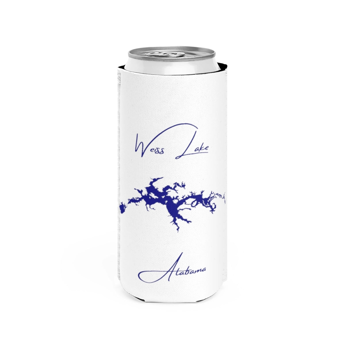Alabama  Weiss  Lake  Slim  Can  Koozie  front  position  view  from  front  white.webp