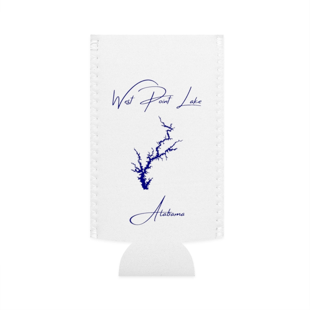 Alabama  West  Point  Lake  Slim  Can  Koozie  front  position  view  from  flat-front  white.webp