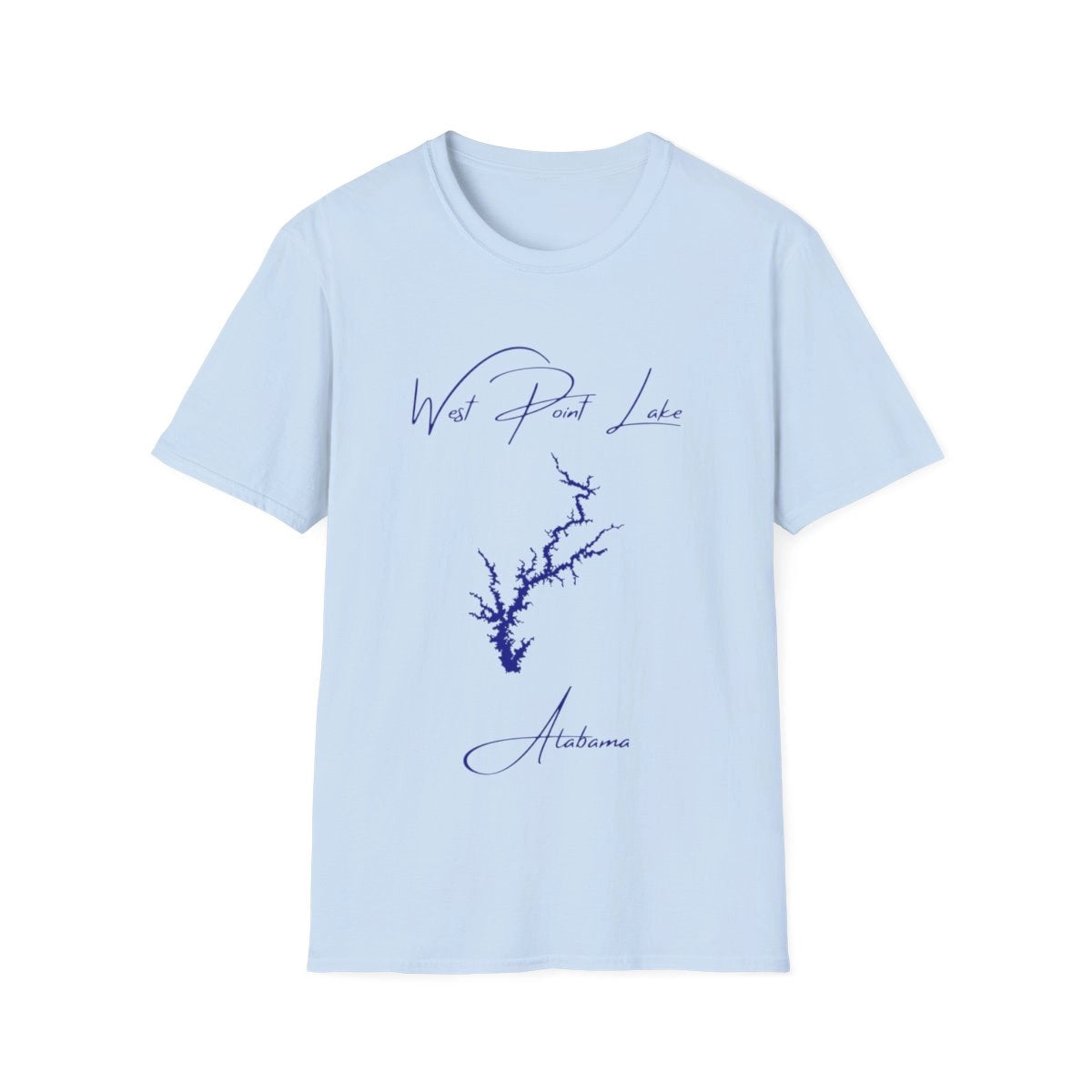 Alabama  West  Point  Lake  T-shirt  front  position  view  from  front  light  blue.webp