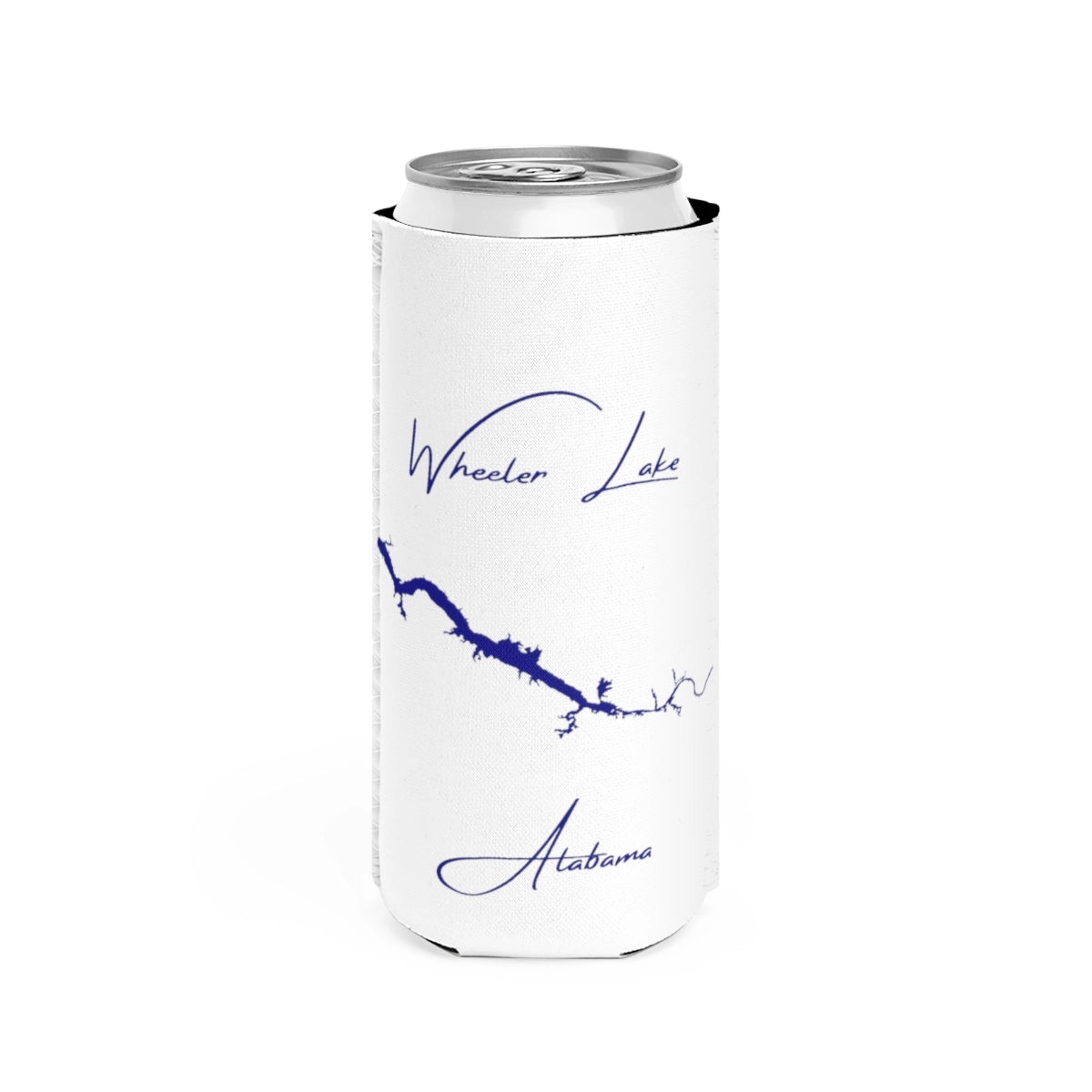 Alabama  Wheeler  Lake  Slim  Can  Koozie  front  position  view  from  front  white.webp