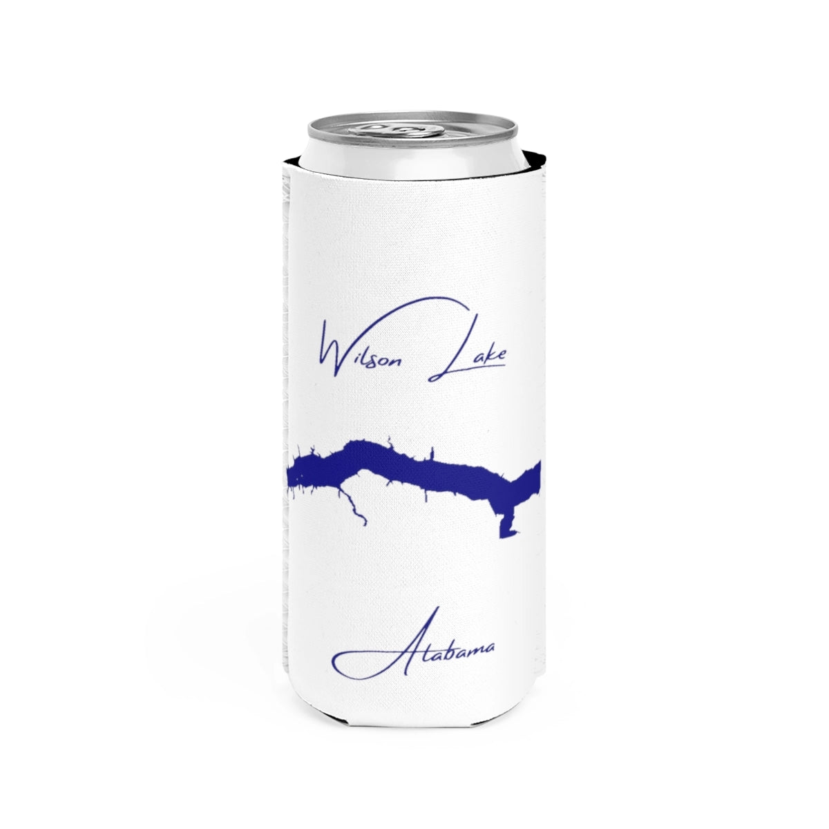Alabama  Wilson  Lake  Slim  Can  Koozie  front  position  view  from  front  white.webp