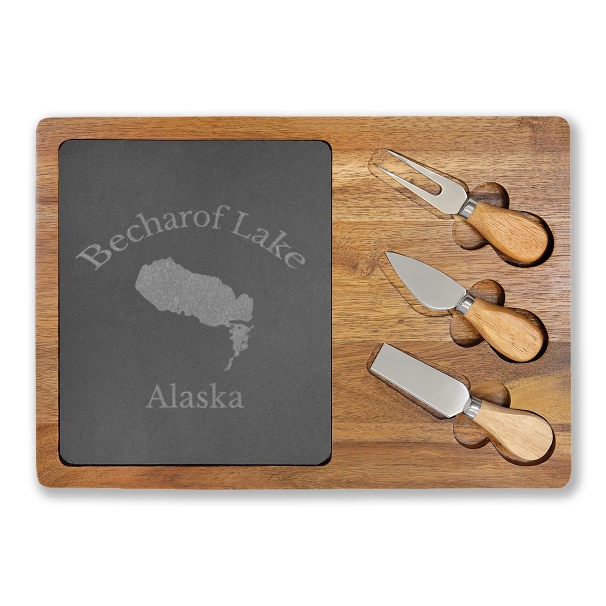 Alaska  Becharof  Lake  Engraved  Charcuterie  Board  other  position  view  from  front  13  3  4  x  9  3  4.webp