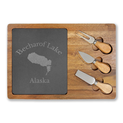Alaska  Becharof  Lake  Engraved  Charcuterie  Board  other  position  view  from  front  13  3  4  x  9  3  4.webp